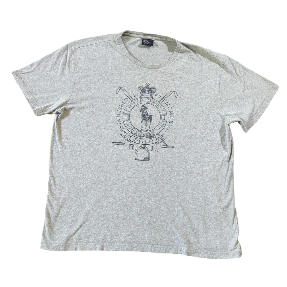 Polo Ralph Lauren Graphic T-Shirt Mens L Gray Crest Logo Short Sleeve Cotton